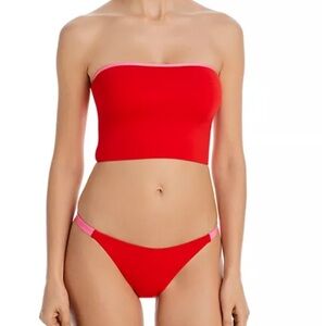 NWT AQUA Lace Up Back Tankini Top & Strap String Bikini Bottom 2 PC Size Medium